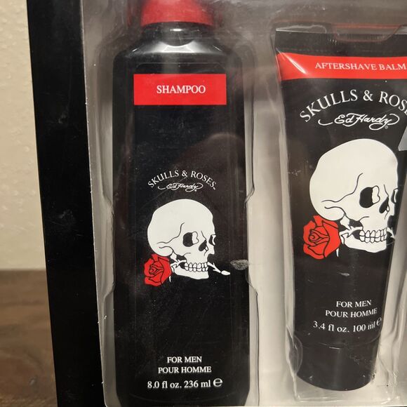 Ed Hardy Skulls & Roses Grooming Kit Men Shampoo Deodorant Shower Gel Aftershave - Picture 3 of 6